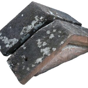 A pair of beautifully weathered sandstone apex pier caps showing a fine aged patina
