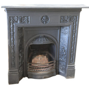 A reclaimed cast iron Stovax fire insert in immaculate condition and minor weathering in the grate and fireback