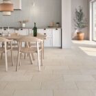 Spanish porcelain paving in Sinai Pearl finish that accurately emulates Egyption limestone paving, proves perfect for both interior and exterior use