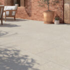 Spanish porcelain paving in Sinai Pearl finish that accurately emulates Egyption limestone paving, proves perfect for both interior and exterior use