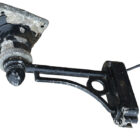 Pivoting wall bracket for the weathered Victorian style garden lantern with patina of peeling black paint
